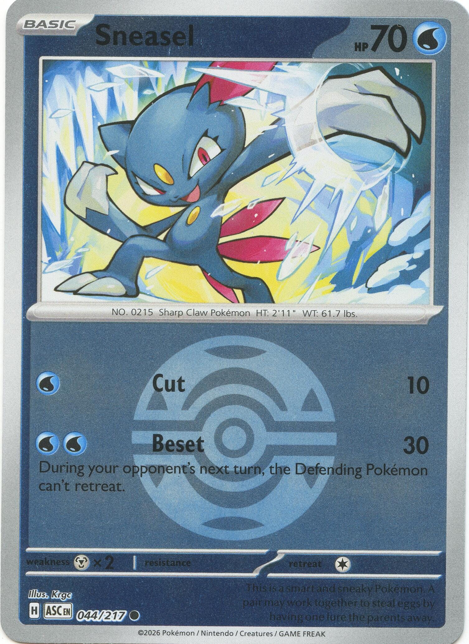 Sneasel (044/217) (Dusk Ball) [Mega Evolution: Ascended Heroes] Pokemon Single Pokémon  | Multizone: Comics And Games