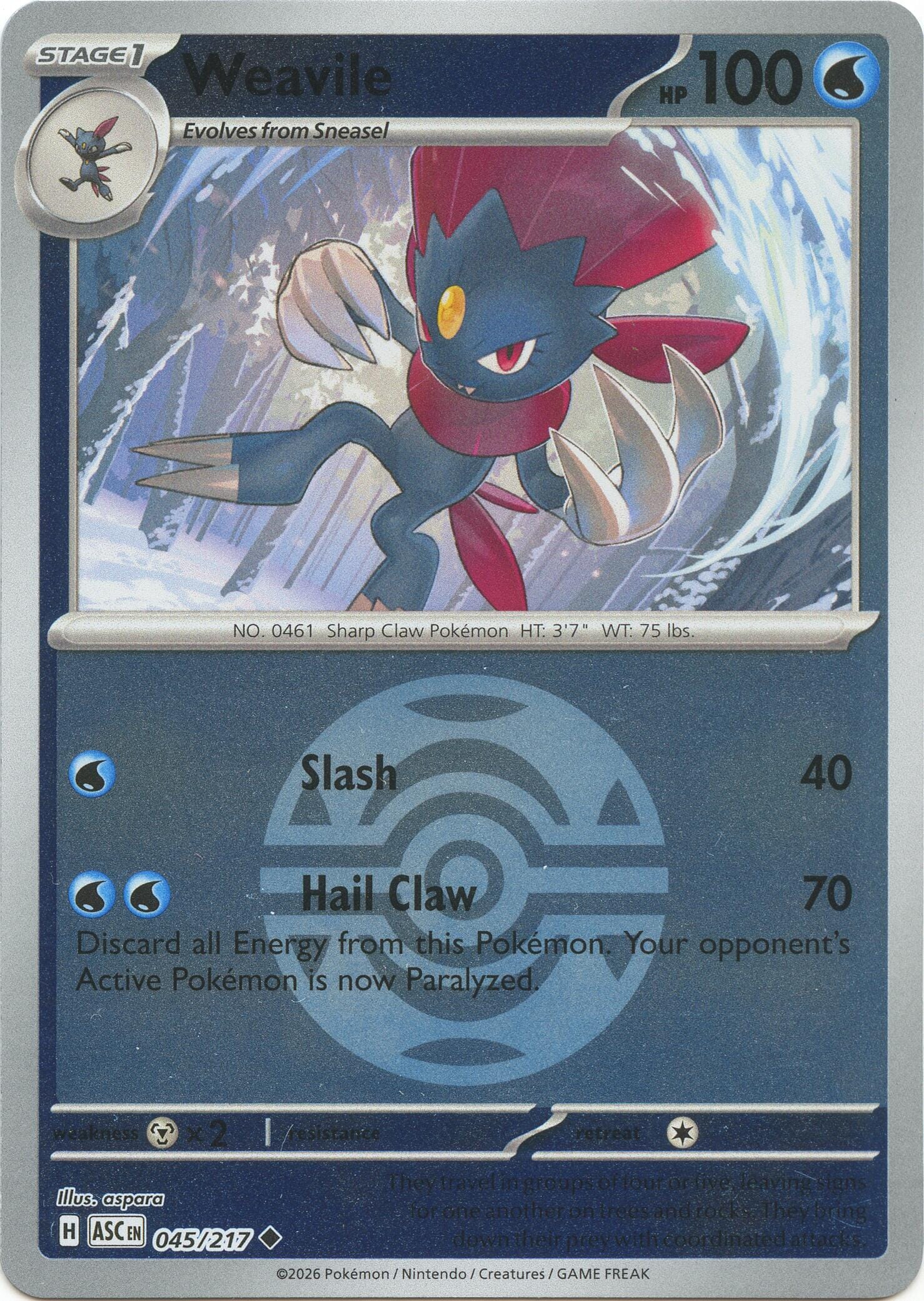 Weavile (045/217) (Dusk Ball) [Mega Evolution: Ascended Heroes] Pokemon Single Pokémon  | Multizone: Comics And Games
