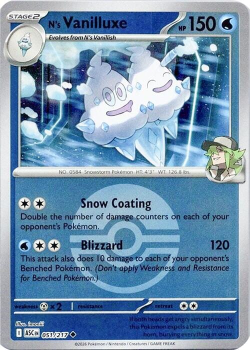 N's Vanilluxe (051/217) (Poke Ball) [Mega Evolution: Ascended Heroes] Pokemon Single Pokémon  | Multizone: Comics And Games