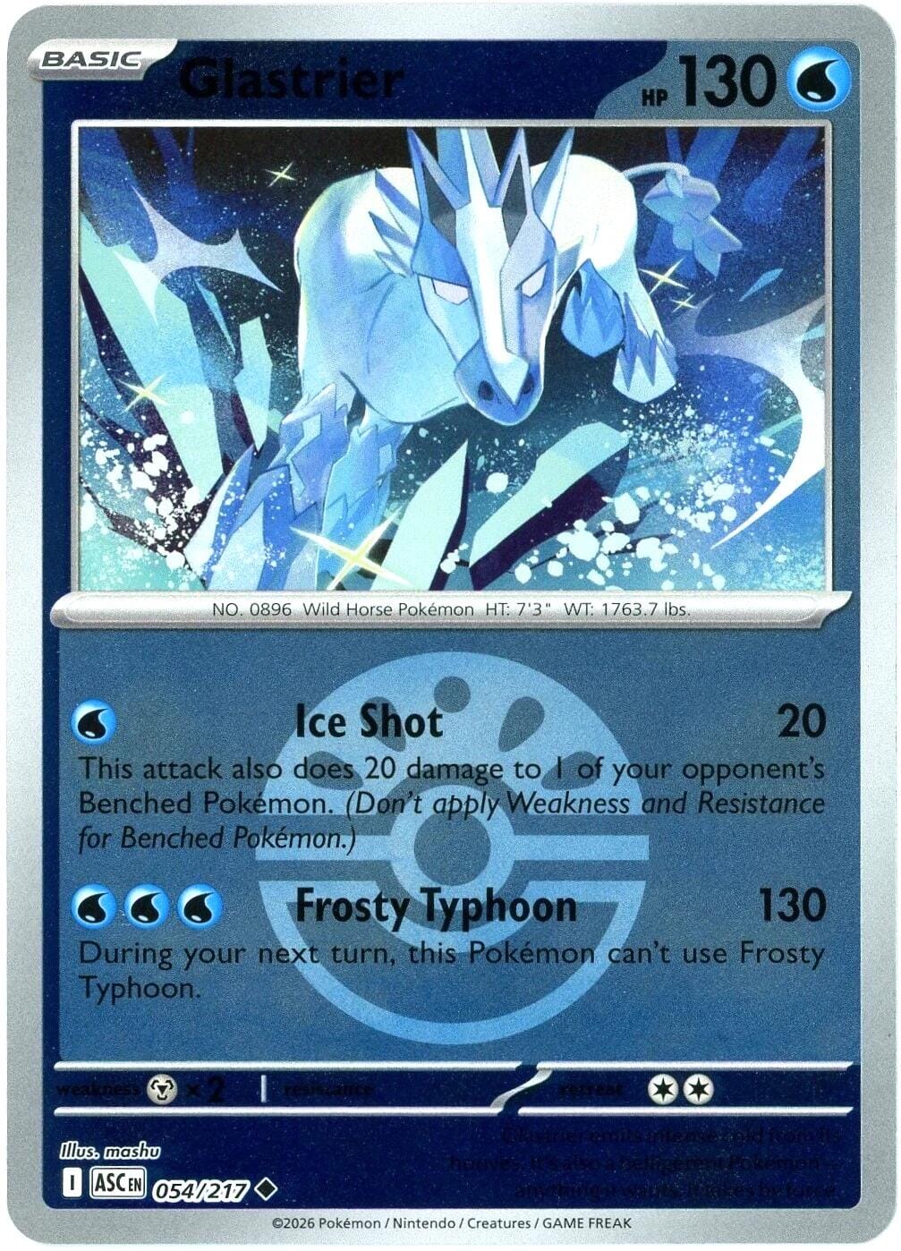 Glastrier (054/217) (Friend Ball) [Mega Evolution: Ascended Heroes] Pokemon Single Pokémon  | Multizone: Comics And Games