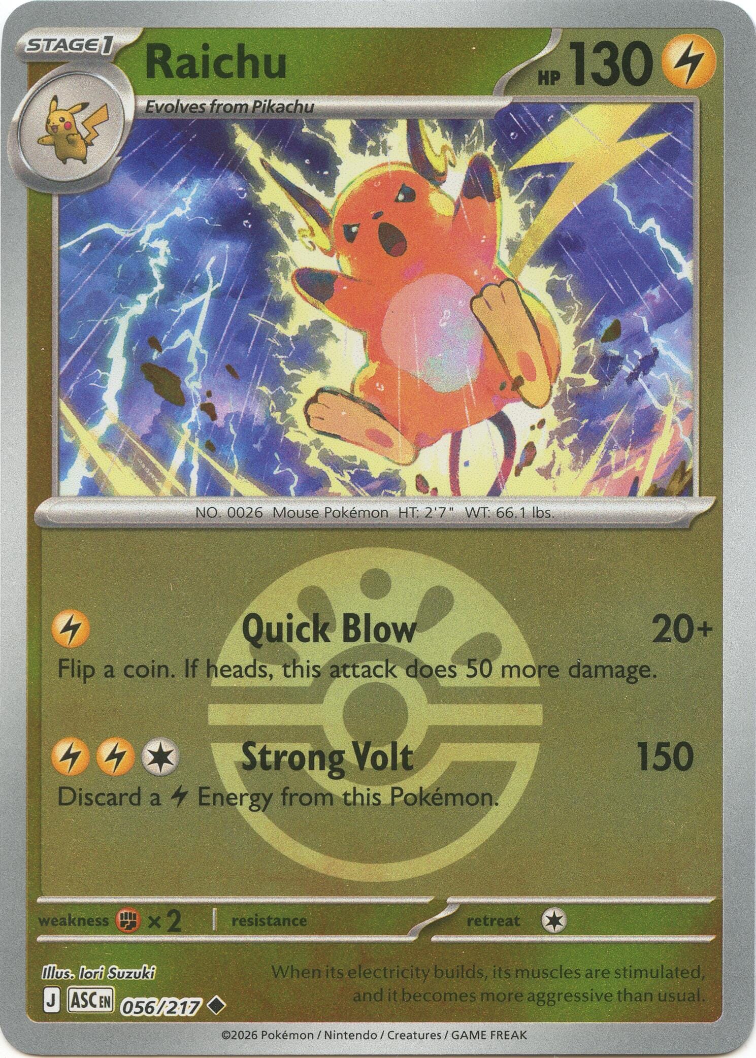 Raichu (056/217) (Friend Ball) [Mega Evolution: Ascended Heroes] Pokemon Single Pokémon  | Multizone: Comics And Games