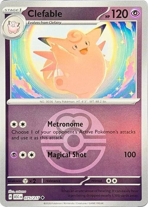 Clefable (075/217) (Love Ball) [Mega Evolution: Ascended Heroes] Pokemon Single Pokémon  | Multizone: Comics And Games