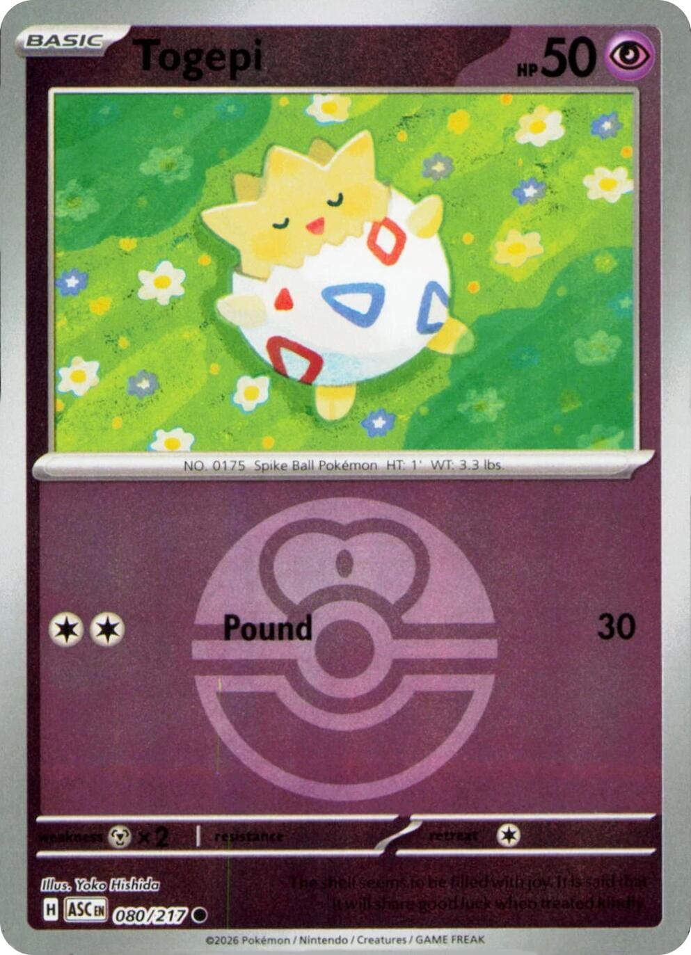 Togepi (080/217) (Love Ball) [Mega Evolution: Ascended Heroes] Pokemon Single Pokémon  | Multizone: Comics And Games