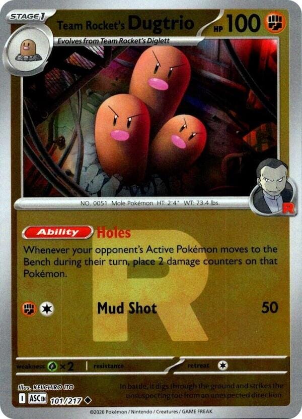 Team Rocket's Dugtrio (101/217) (Team Rocket) [Mega Evolution: Ascended Heroes] Pokemon Single Pokémon  | Multizone: Comics And Games