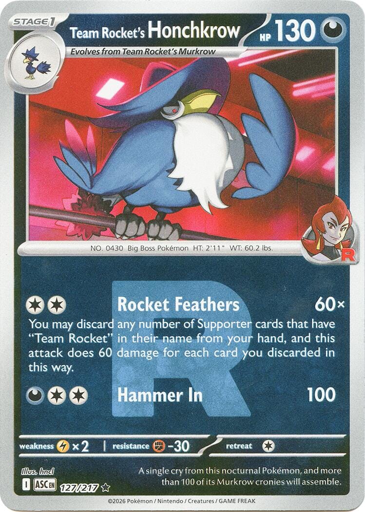 Team Rocket's Honchkrow (127/217) (Team Rocket) [Mega Evolution: Ascended Heroes] Pokemon Single Pokémon  | Multizone: Comics And Games