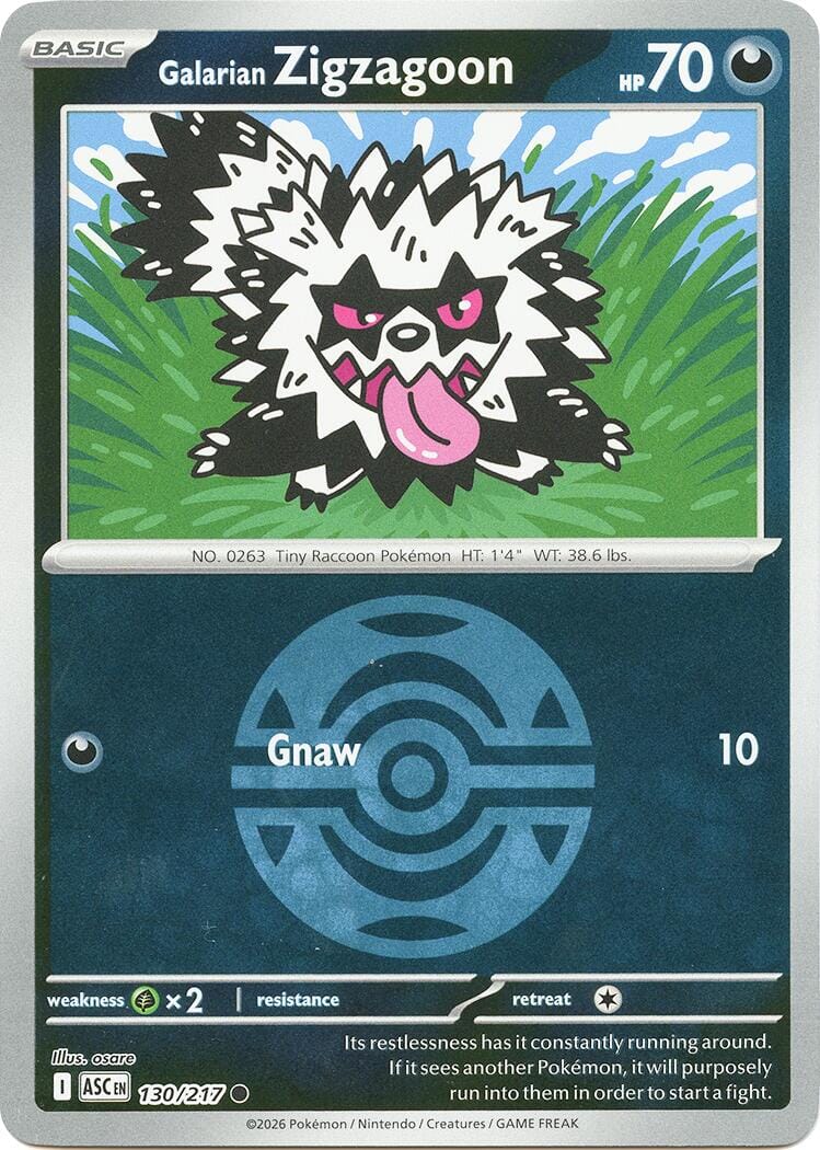 Galarian Zigzagoon (130/217) (Dusk Ball) [Mega Evolution: Ascended Heroes] Pokemon Single Pokémon  | Multizone: Comics And Games