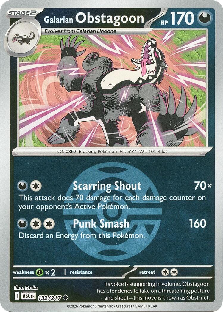 Galarian Obstagoon (132/217) (Dusk Ball) [Mega Evolution: Ascended Heroes] Pokemon Single Pokémon  | Multizone: Comics And Games