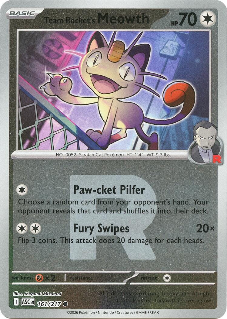 Team Rocket's Meowth (161/217) (Team Rocket) [Mega Evolution: Ascended Heroes] Pokemon Single Pokémon  | Multizone: Comics And Games