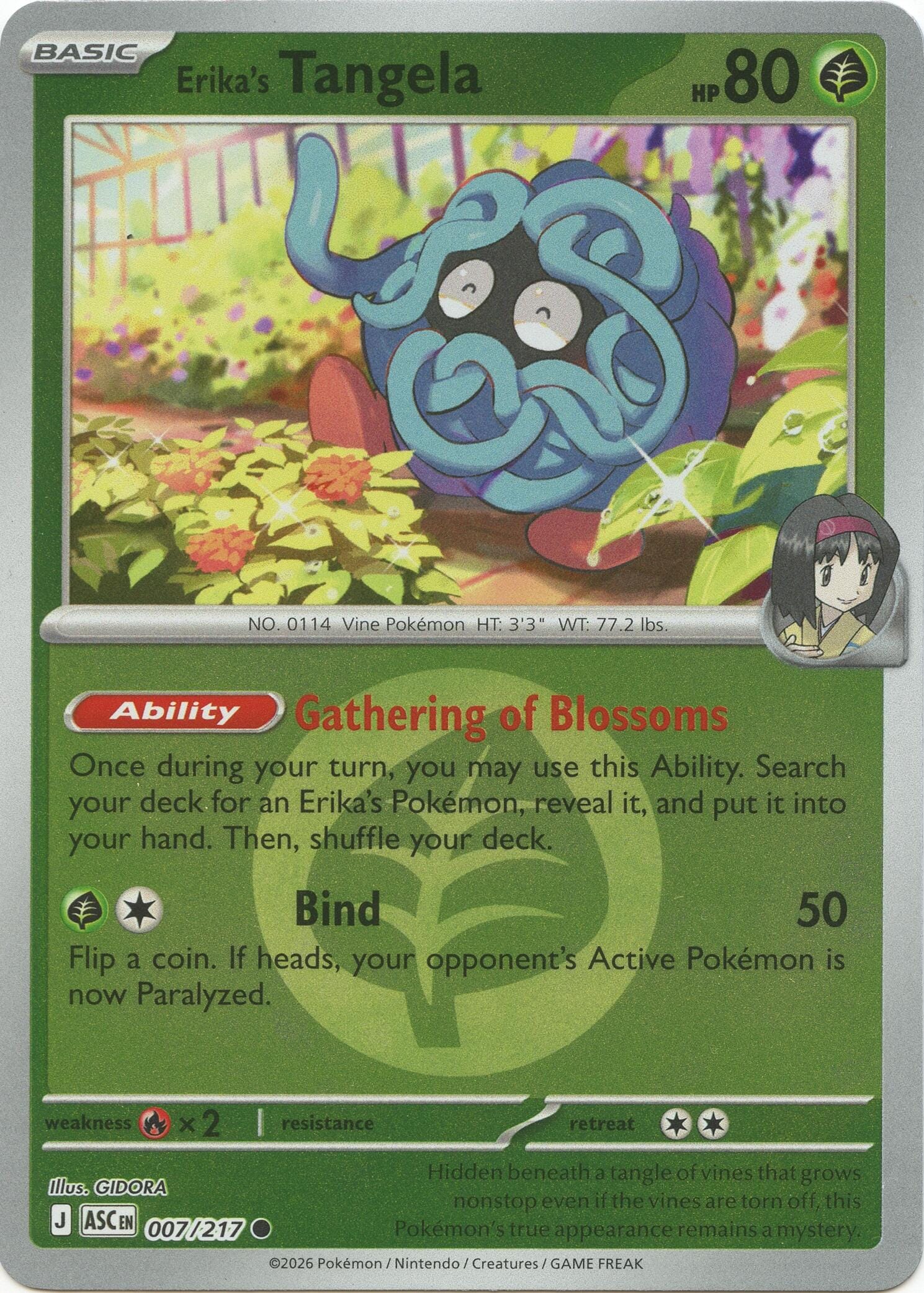 Erika's Tangela (007/217) (Energy Symbol Pattern) [Mega Evolution: Ascended Heroes] Pokemon Single Pokémon  | Multizone: Comics And Games