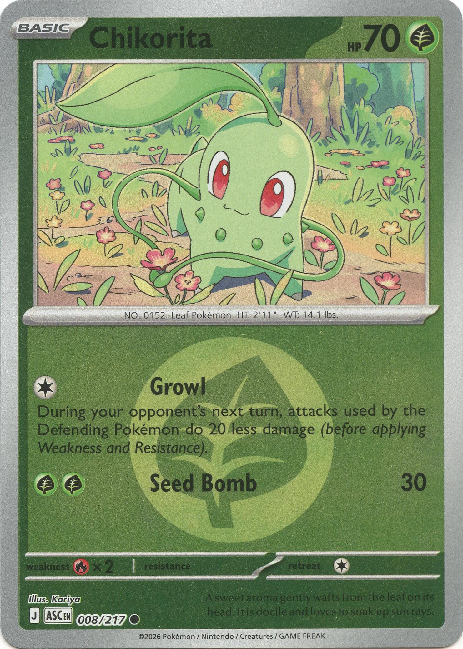 Chikorita (008/217) (Energy Symbol Pattern) [Mega Evolution: Ascended Heroes] Pokemon Single Pokémon  | Multizone: Comics And Games