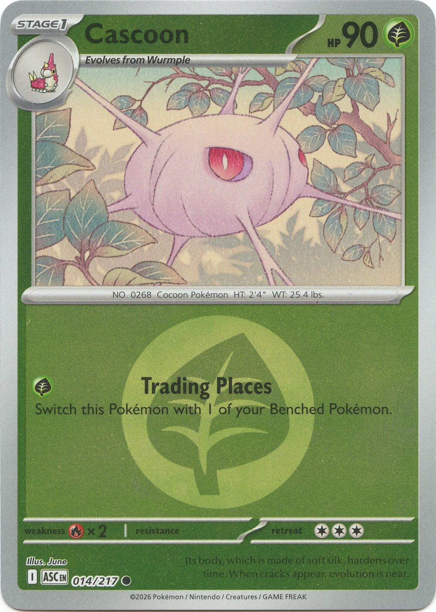 Cascoon (014/217) (Energy Symbol Pattern) [Mega Evolution: Ascended Heroes] Pokemon Single Pokémon  | Multizone: Comics And Games