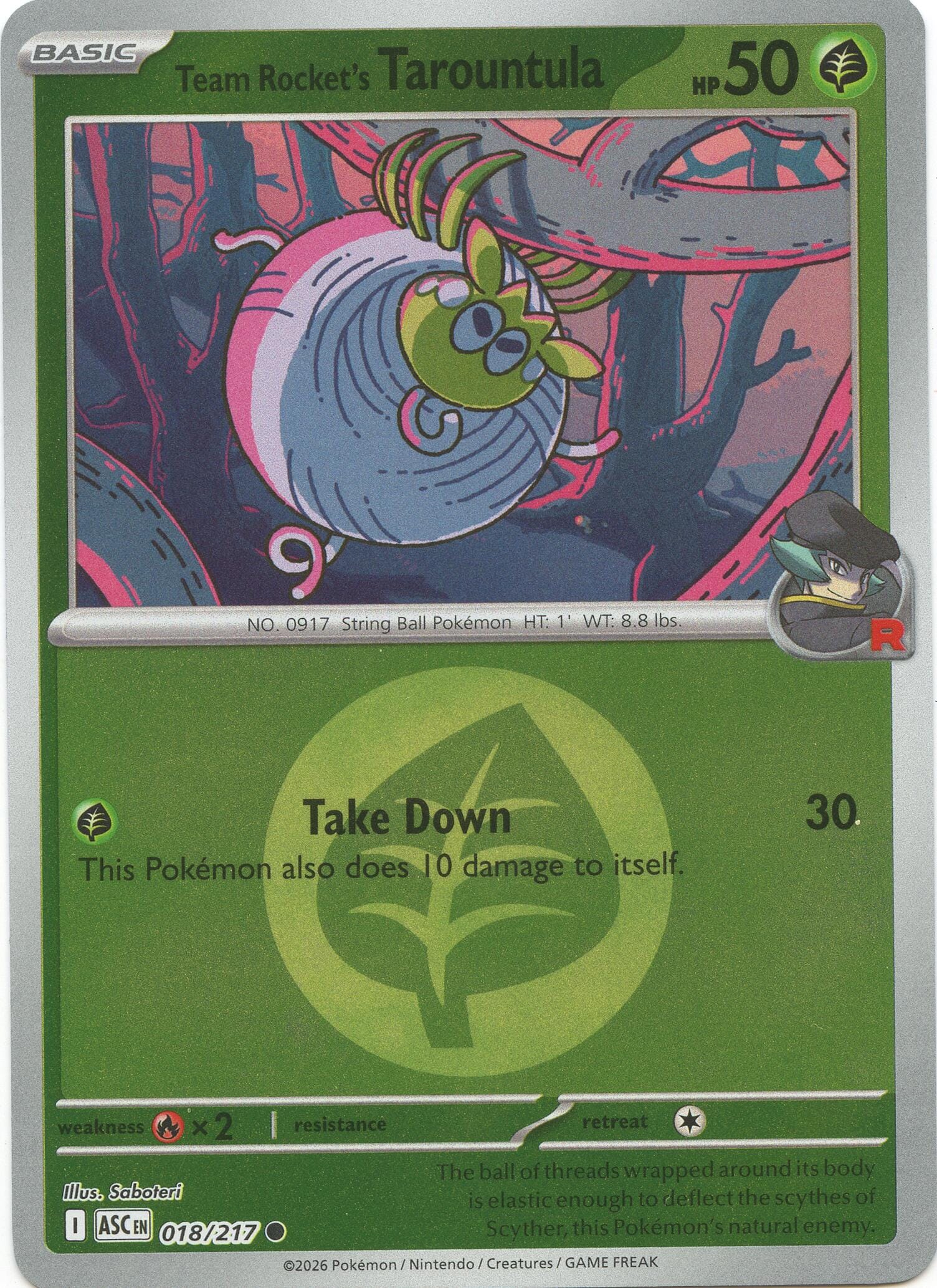 Team Rocket's Tarountula (018/217) (Energy Symbol Pattern) [Mega Evolution: Ascended Heroes] Pokemon Single Pokémon  | Multizone: Comics And Games