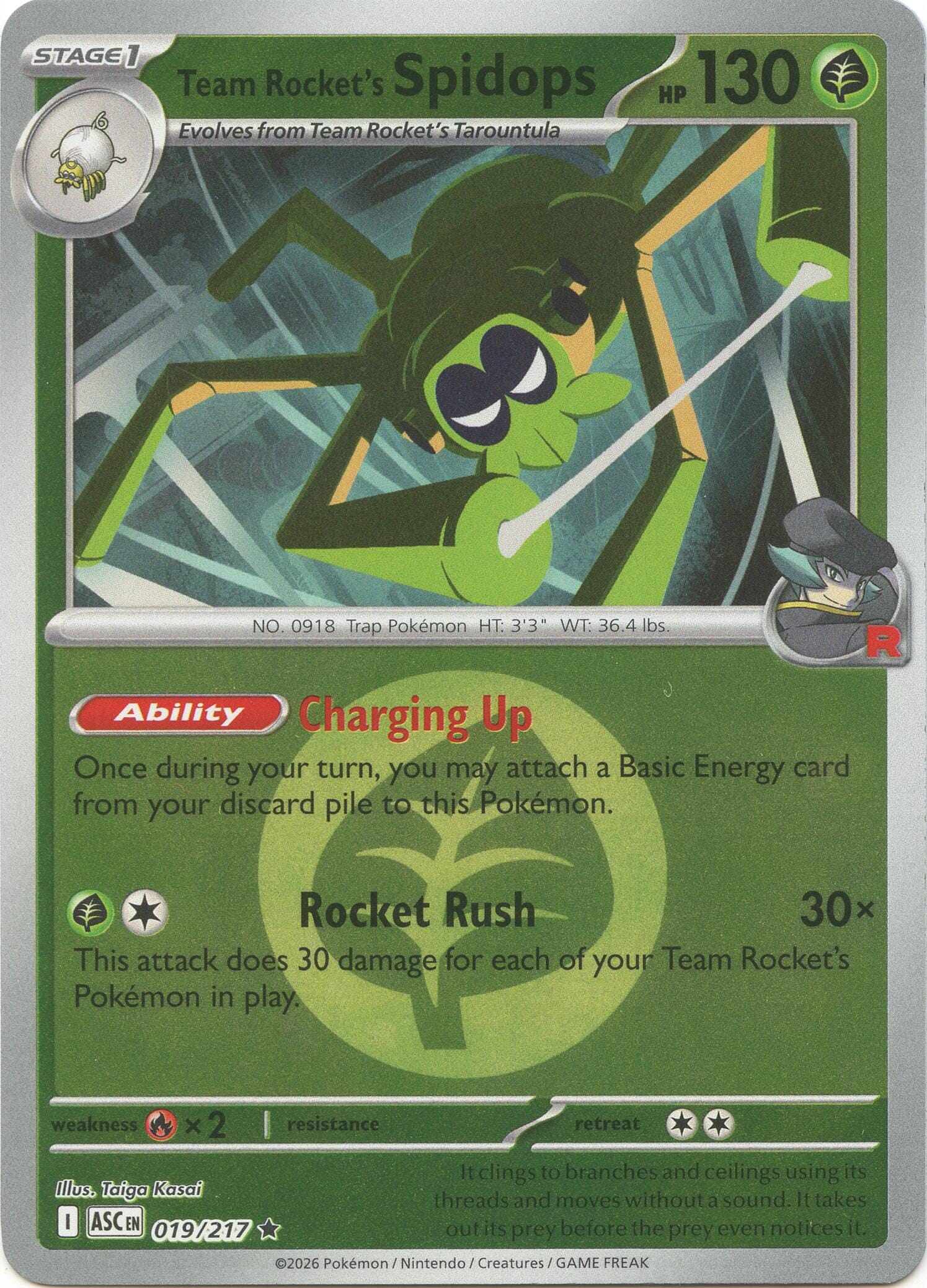 Team Rocket's Spidops (019/217) (Energy Symbol Pattern) [Mega Evolution: Ascended Heroes] Pokemon Single Pokémon  | Multizone: Comics And Games