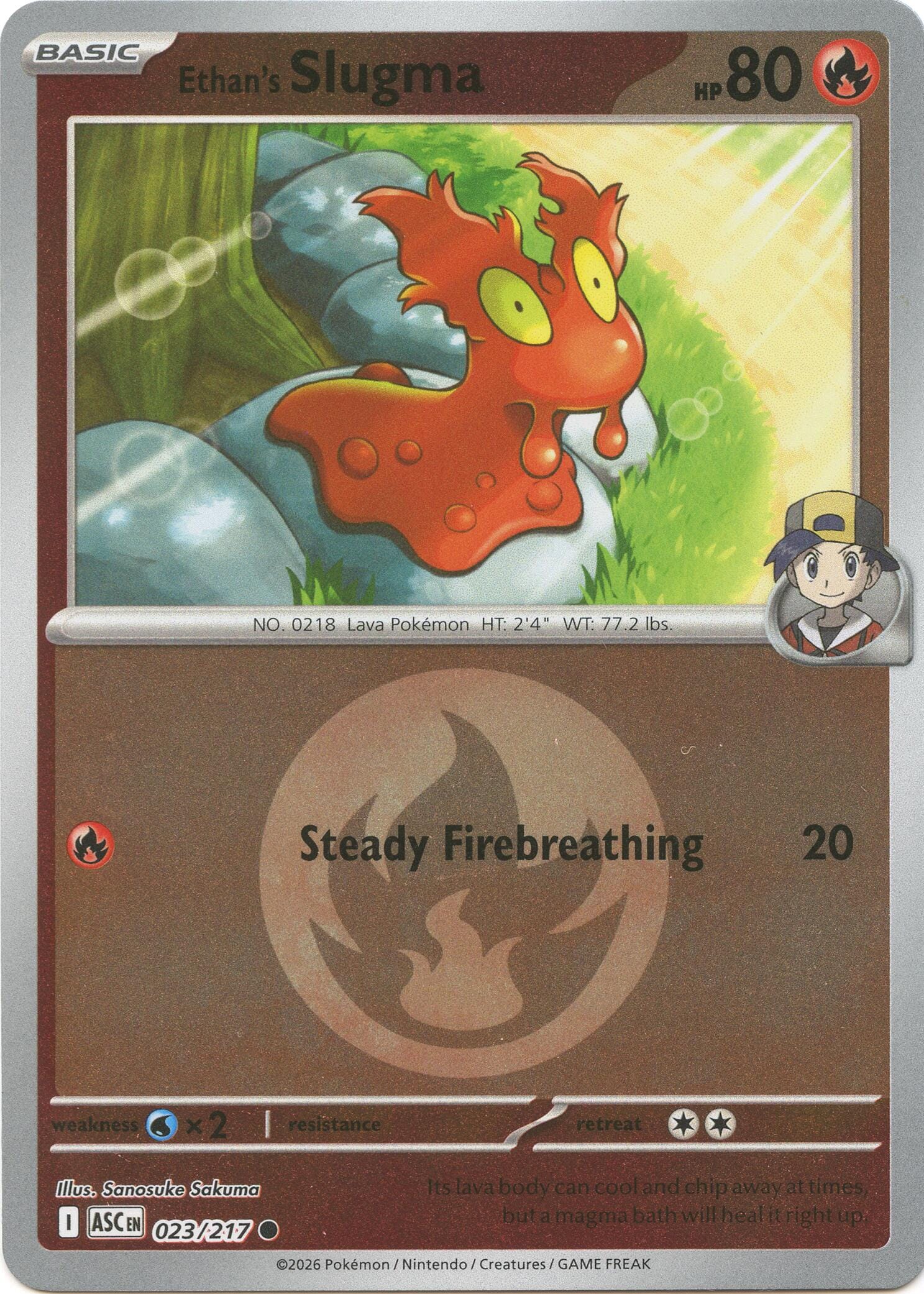 Ethan's Slugma (023/217) (Energy Symbol Pattern) [Mega Evolution: Ascended Heroes] Pokemon Single Pokémon  | Multizone: Comics And Games