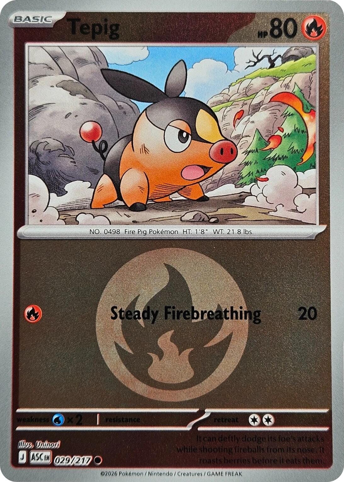 Tepig (029/217) (Energy Symbol Pattern) [Mega Evolution: Ascended Heroes] Pokemon Single Pokémon  | Multizone: Comics And Games