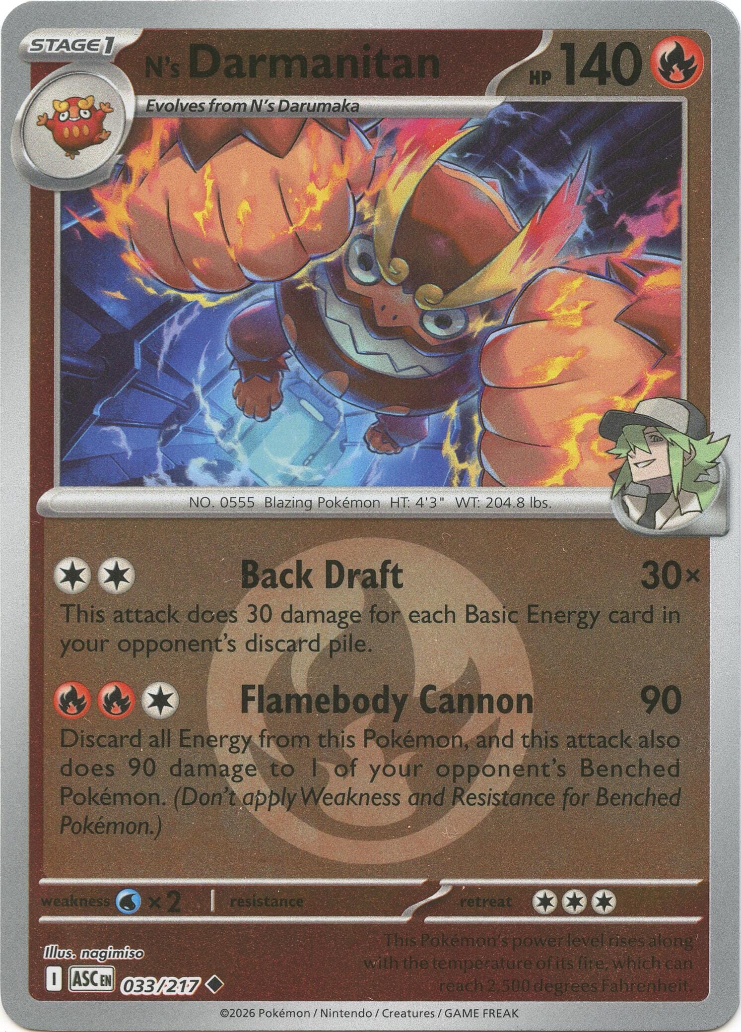N's Darmanitan (033/217) (Energy Symbol Pattern) [Mega Evolution: Ascended Heroes] Pokemon Single Pokémon  | Multizone: Comics And Games
