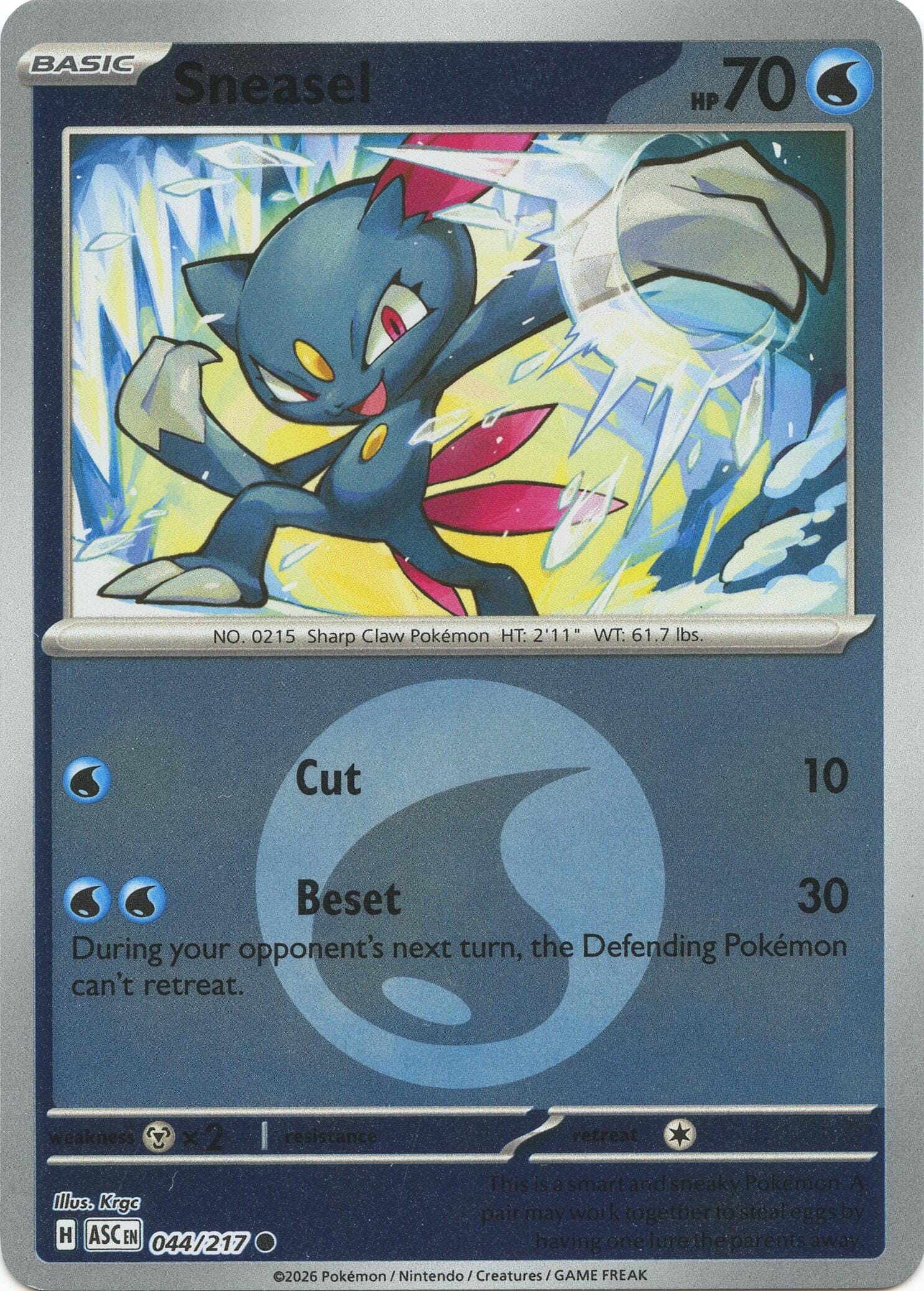 Sneasel (044/217) (Energy Symbol Pattern) [Mega Evolution: Ascended Heroes] Pokemon Single Pokémon  | Multizone: Comics And Games