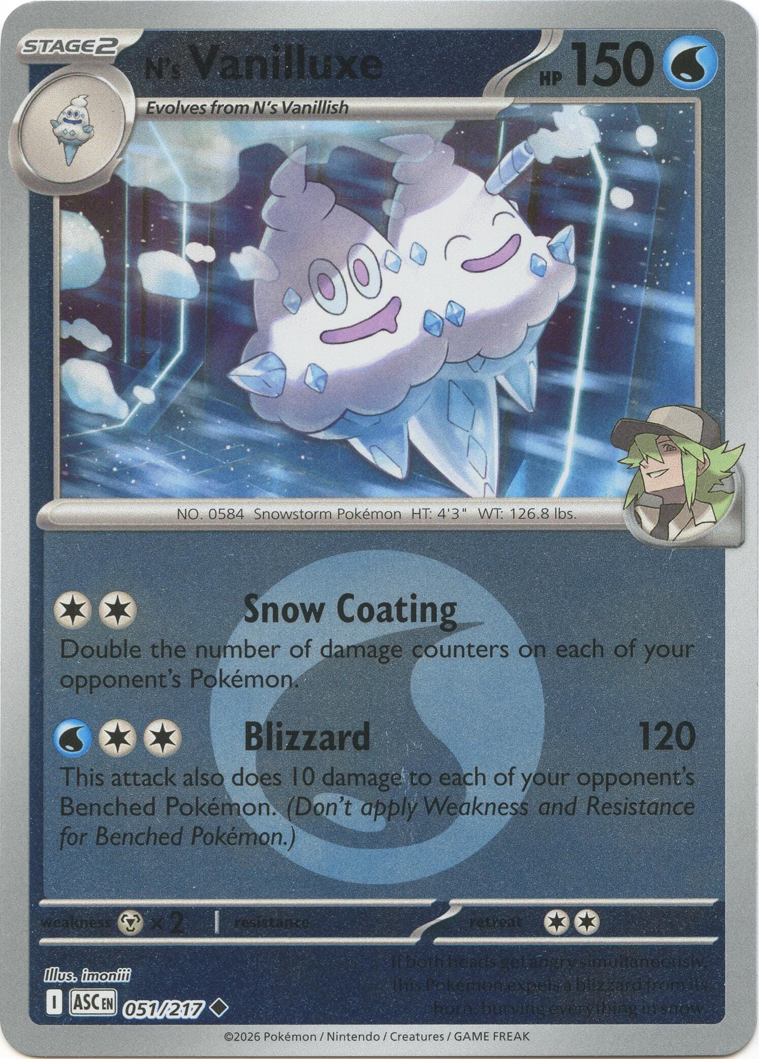 N's Vanilluxe (051/217) (Energy Symbol Pattern) [Mega Evolution: Ascended Heroes] Pokemon Single Pokémon  | Multizone: Comics And Games