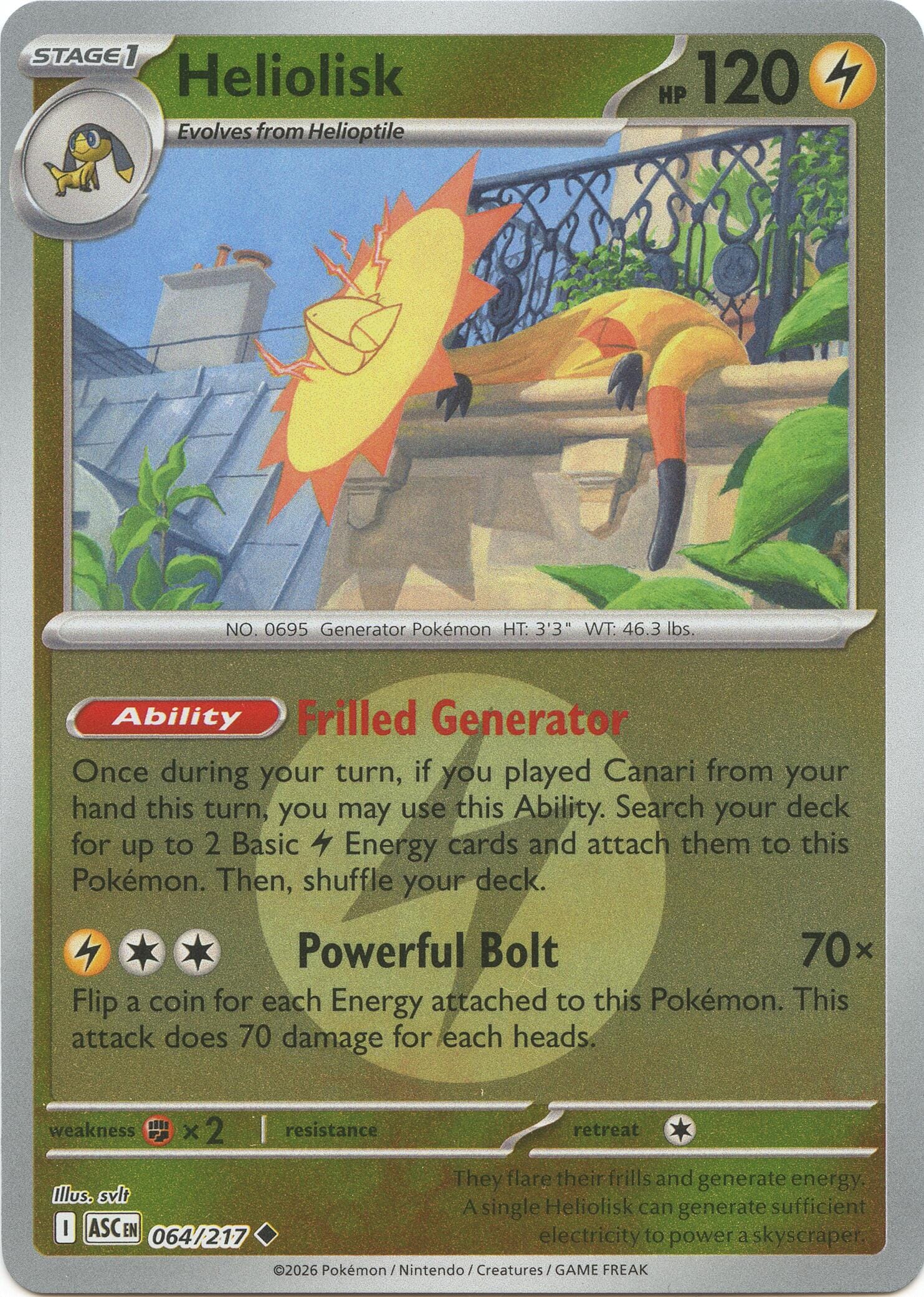 Heliolisk (064/217) (Energy Symbol Pattern) [Mega Evolution: Ascended Heroes] Pokemon Single Pokémon  | Multizone: Comics And Games