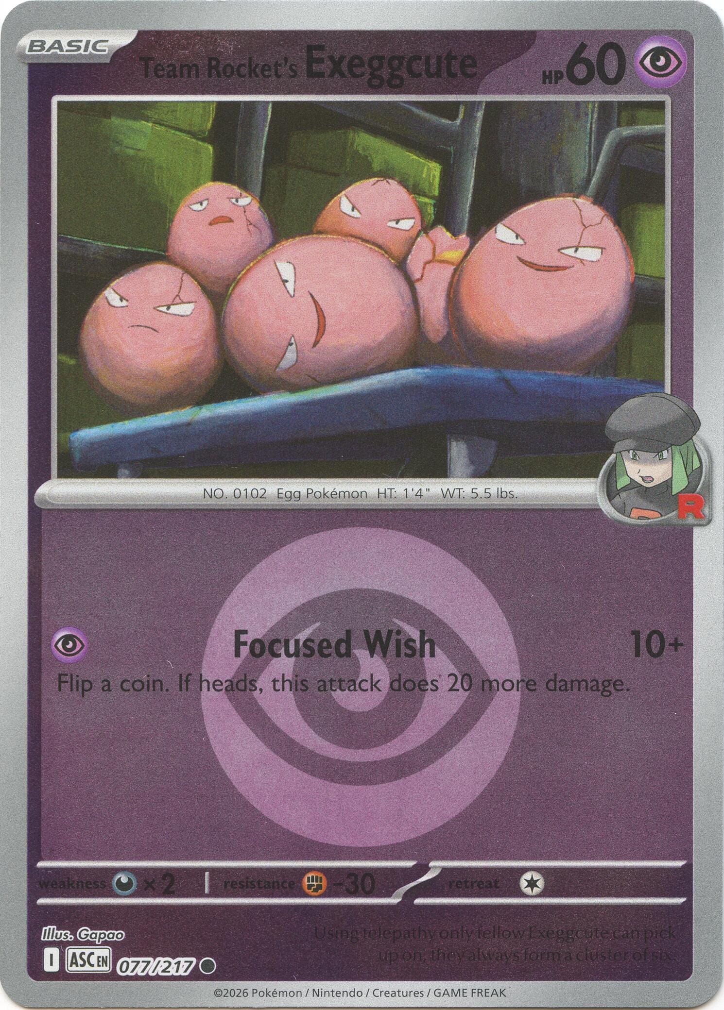 Team Rocket's Exeggcute (077/217) (Energy Symbol Pattern) [Mega Evolution: Ascended Heroes] Pokemon Single Pokémon  | Multizone: Comics And Games