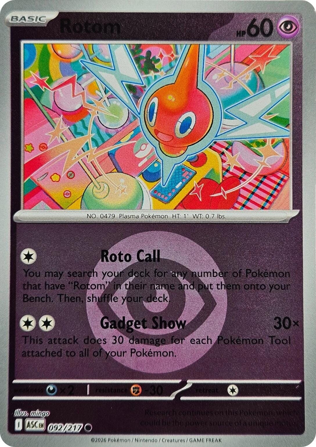 Rotom (092/217) (Energy Symbol Pattern) [Mega Evolution: Ascended Heroes] Pokemon Single Pokémon  | Multizone: Comics And Games