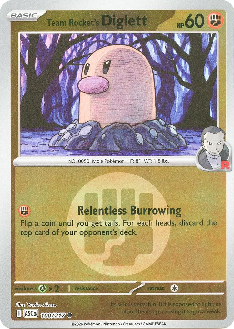 Team Rocket's Diglett (100/217) (Energy Symbol Pattern) [Mega Evolution: Ascended Heroes] Pokemon Single Pokémon  | Multizone: Comics And Games