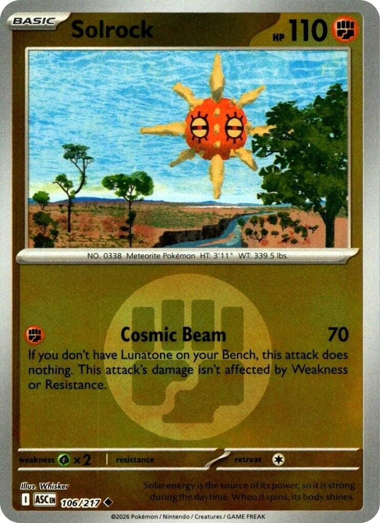 Solrock (106/217) (Energy Symbol Pattern) [Mega Evolution: Ascended Heroes] Pokemon Single Pokémon  | Multizone: Comics And Games