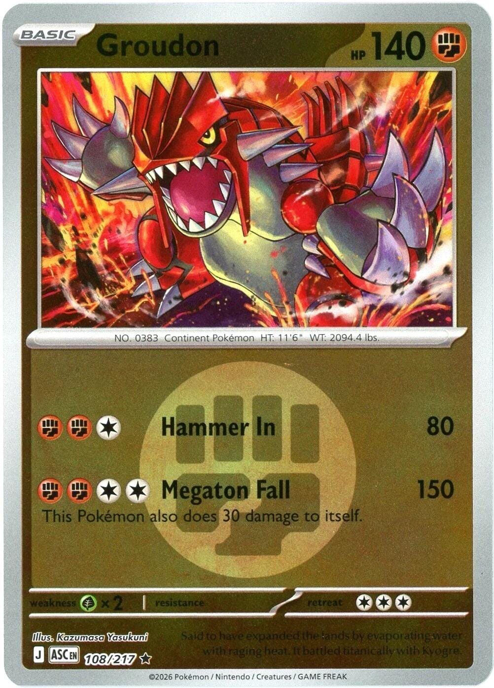 Groudon (108/217) (Energy Symbol Pattern) [Mega Evolution: Ascended Heroes] Pokemon Single Pokémon  | Multizone: Comics And Games