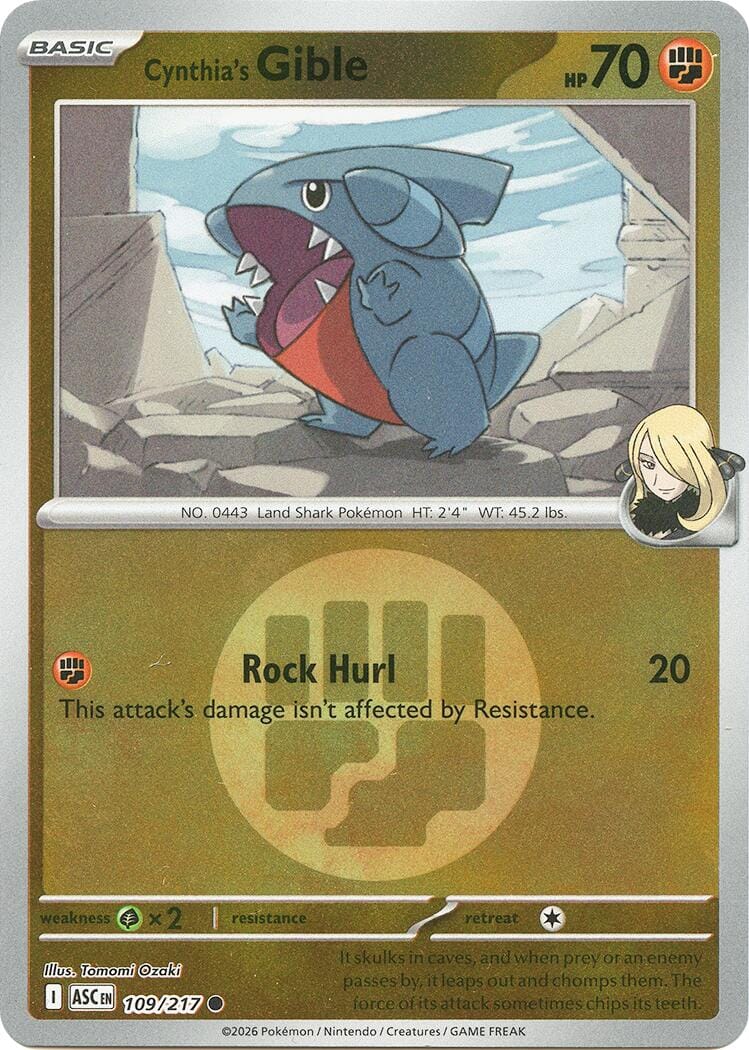 Cynthia's Gible (109/217) (Energy Symbol Pattern) [Mega Evolution: Ascended Heroes] Pokemon Single Pokémon  | Multizone: Comics And Games