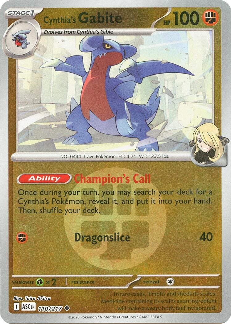 Cynthia's Gabite (110/217) (Energy Symbol Pattern) [Mega Evolution: Ascended Heroes] Pokemon Single Pokémon  | Multizone: Comics And Games
