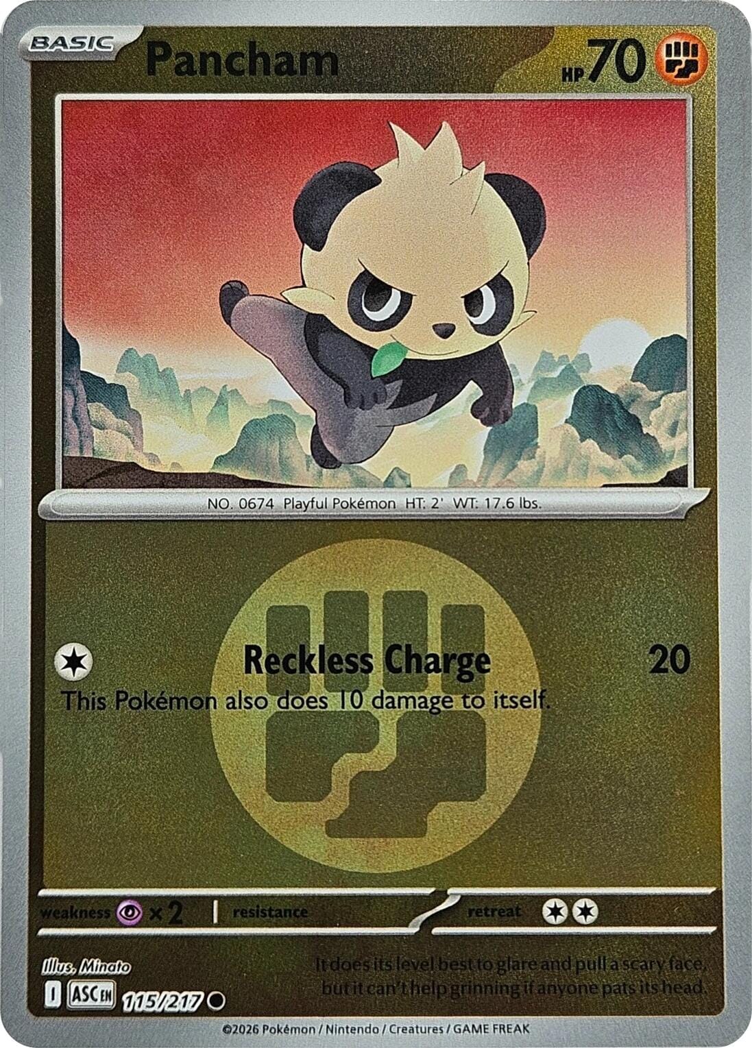Pancham (115/217) (Energy Symbol Pattern) [Mega Evolution: Ascended Heroes] Pokemon Single Pokémon  | Multizone: Comics And Games