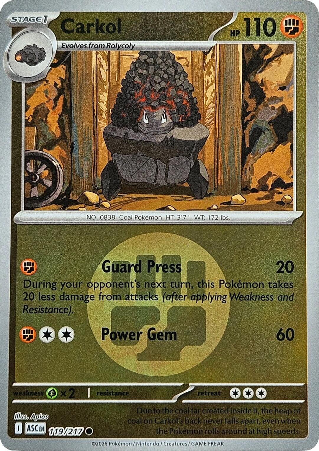 Carkol (119/217) (Energy Symbol Pattern) [Mega Evolution: Ascended Heroes] Pokemon Single Pokémon  | Multizone: Comics And Games