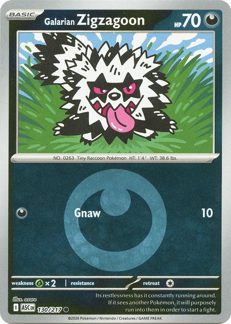 Galarian Zigzagoon (130/217) (Energy Symbol Pattern) [Mega Evolution: Ascended Heroes] Pokemon Single Pokémon  | Multizone: Comics And Games