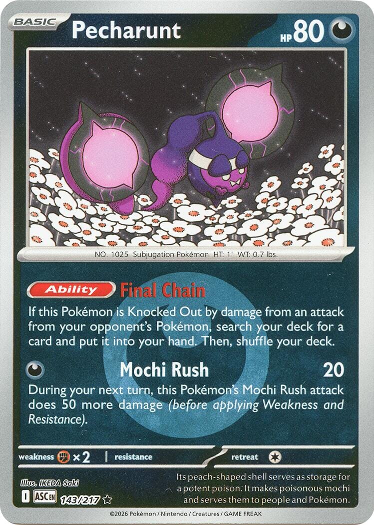 Pecharunt (143/217) (Energy Symbol Pattern) [Mega Evolution: Ascended Heroes] Pokemon Single Pokémon  | Multizone: Comics And Games