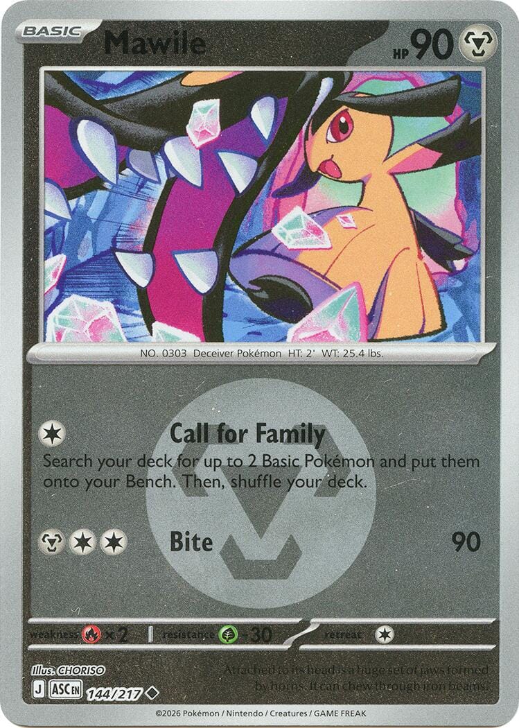 Mawile (144/217) (Energy Symbol Pattern) [Mega Evolution: Ascended Heroes] Pokemon Single Pokémon  | Multizone: Comics And Games