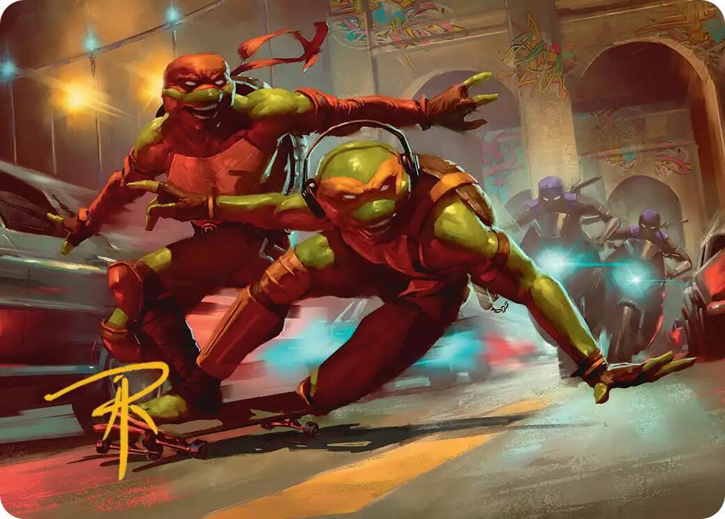 Raph & Mikey, Troublemakers Art Card (Gold-Stamped Signature) [Teenage Mutant Ninja Turtles Art Series] MTG Single Magic: The Gathering  | Multizone: Comics And Games