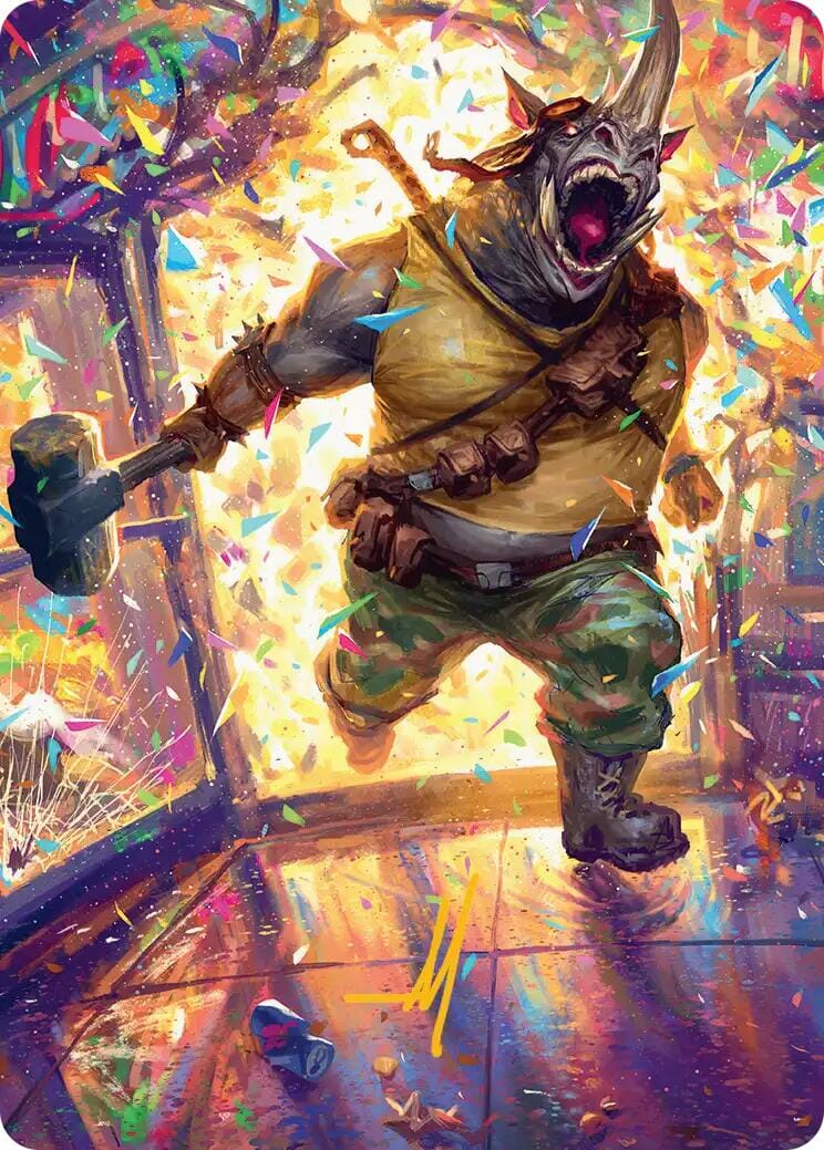 Rocksteady, Rowdy Rhino Art Card (Gold-Stamped Signature) [Teenage Mutant Ninja Turtles Art Series] MTG Single Magic: The Gathering  | Multizone: Comics And Games
