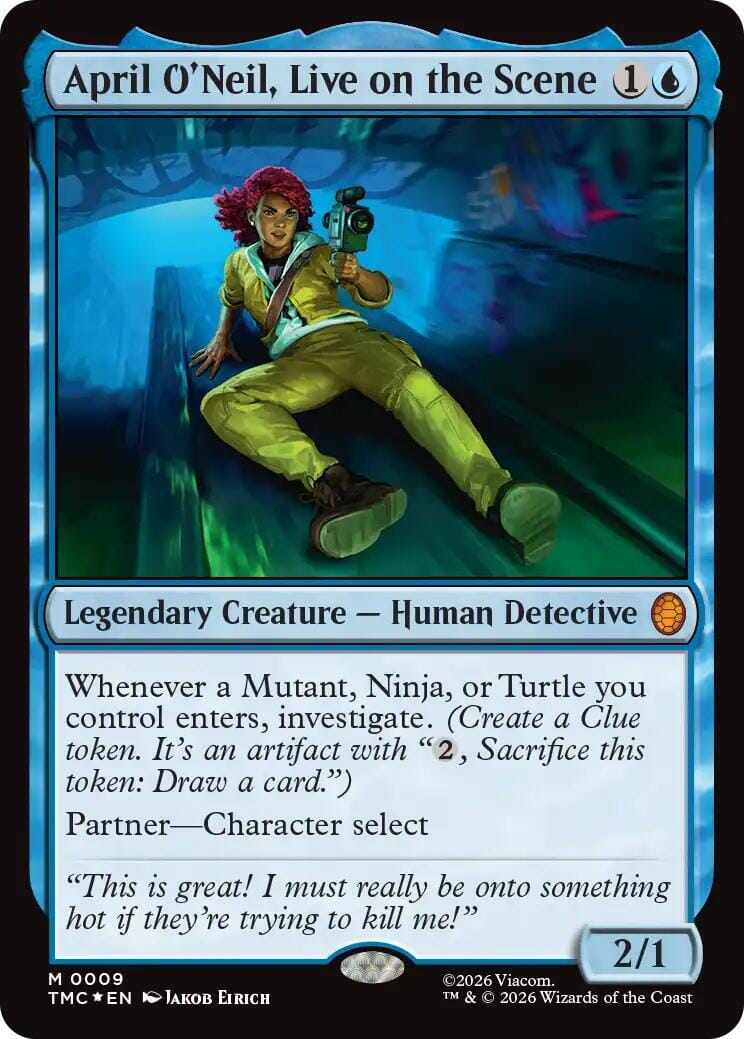 April O'Neil, Live on the Scene (Surge Foil) [Teenage Mutant Ninja Turtles Commander] MTG Single Magic: The Gathering  | Multizone: Comics And Games
