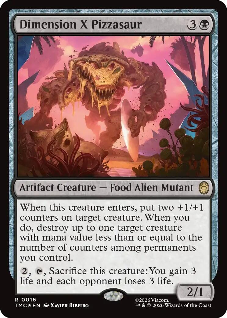 Dimension X Pizzasaur (Surge Foil) [Teenage Mutant Ninja Turtles Commander] MTG Single Magic: The Gathering  | Multizone: Comics And Games