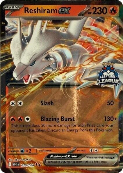 Reshiram ex (020/086) (Great Ball League) [League & Championship Cards] Pokemon Single Pokémon  | Multizone: Comics And Games
