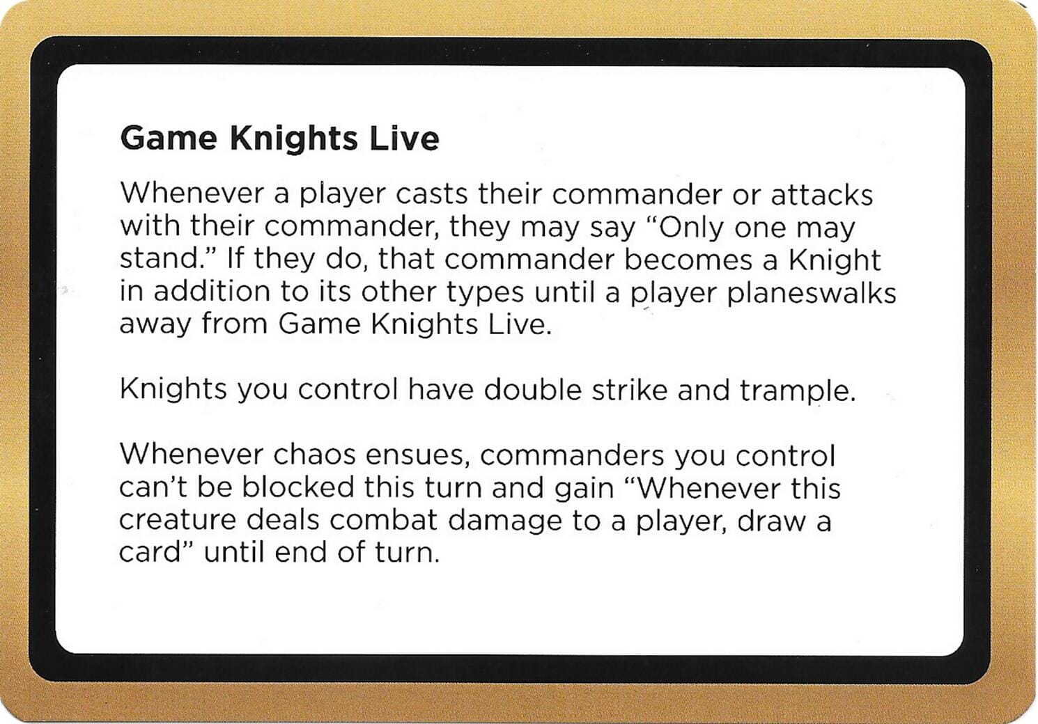 Game Knights Live (Black Lotus Unknown Planechase) [Oversize Cards] MTG Single Magic: The Gathering  | Multizone: Comics And Games