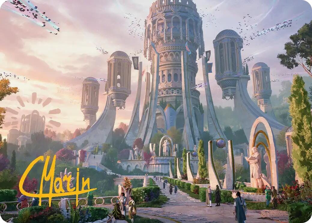Command Tower Art Card (Gold-Stamped Signature) [Secrets of Strixhaven Art Series] MTG Single Magic: The Gathering  | Multizone: Comics And Games