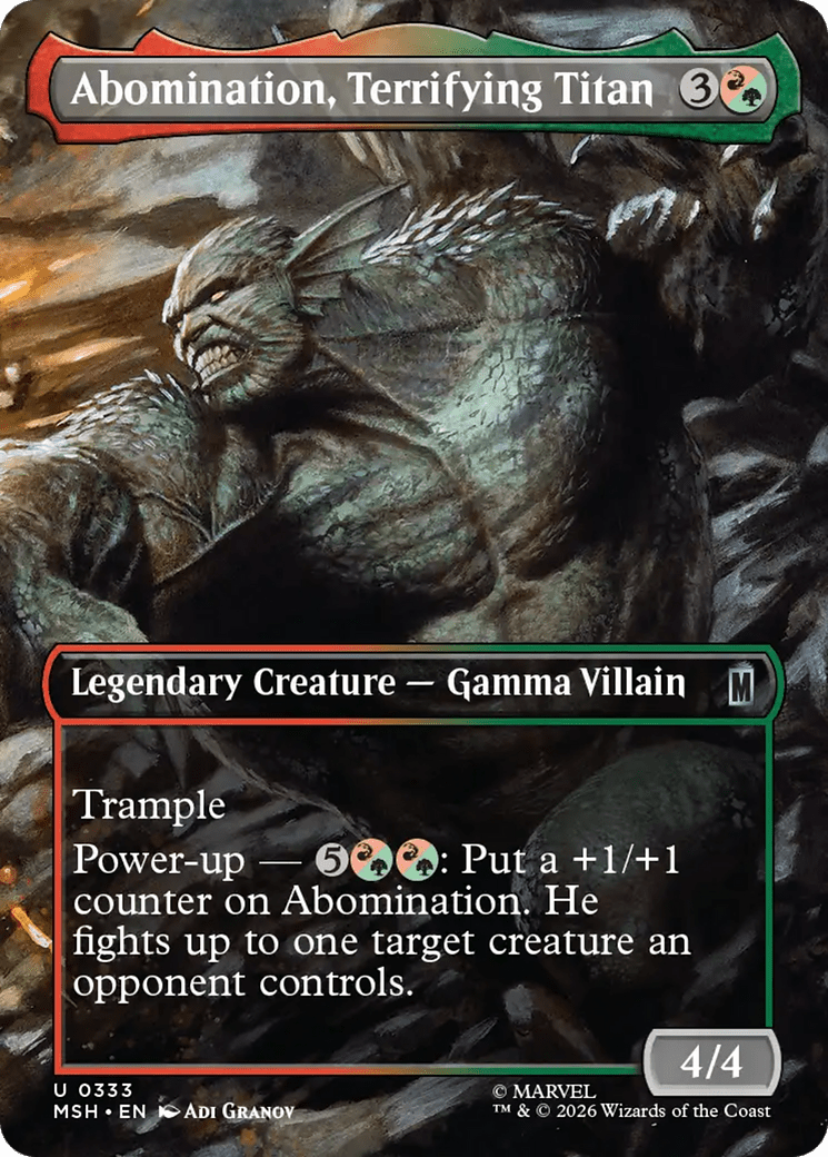 Abomination, Terrifying Titan (Borderless) [Marvel Super Heroes] MTG Single Magic: The Gathering  | Multizone: Comics And Games