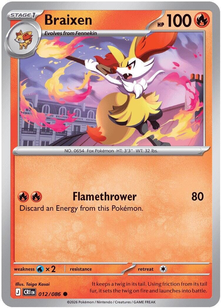 Braixen (012/086) [Mega Evolution: Chaos Rising] Pokemon Single Pokémon  | Multizone: Comics And Games