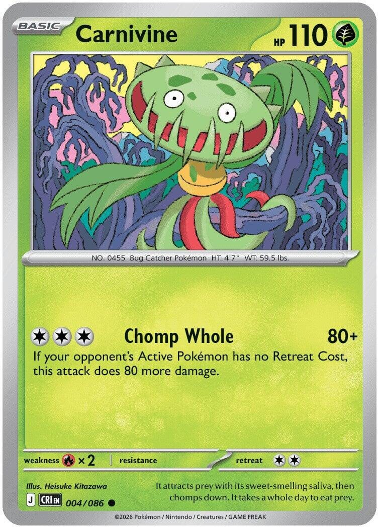 Carnivine (004/086) [Mega Evolution: Chaos Rising] Pokemon Single Pokémon  | Multizone: Comics And Games