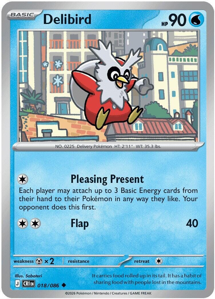 Delibird (018/086) [Mega Evolution: Chaos Rising] Pokemon Single Pokémon  | Multizone: Comics And Games