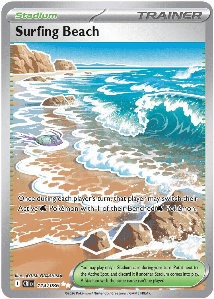 Surfing Beach (114/086) [Mega Evolution: Chaos Rising] Pokemon Single Pokémon  | Multizone: Comics And Games