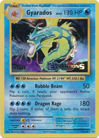 Gyarados (34/108) (XY Evolutions Staff Prerelease) [XY: Black Star Promos] Pokemon Single Pokémon  | Multizone: Comics And Games