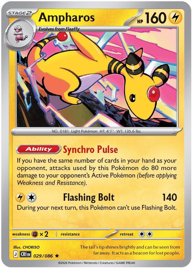 Ampharos (029/086) (Deck Exclusive) [Mega Evolution: Chaos Rising] Pokemon Single Pokémon  | Multizone: Comics And Games