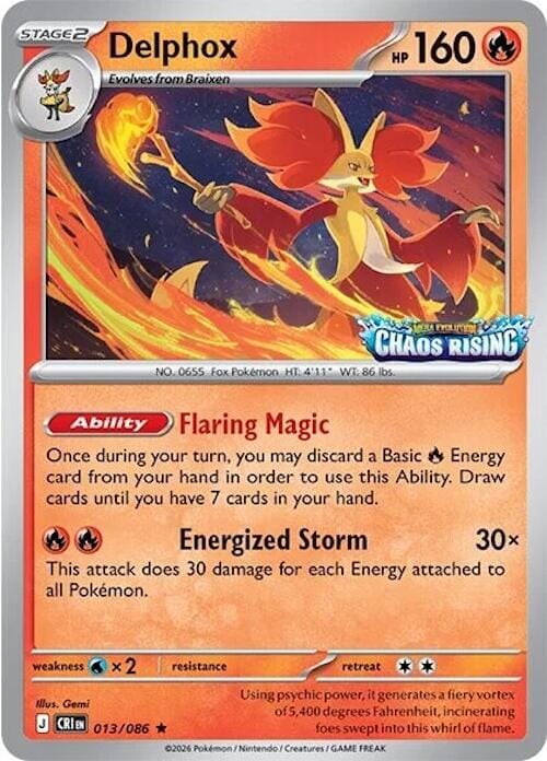 Delphox (013/086) (Chaos Rising Stamped) [Miscellaneous Cards] Pokemon Single Pokémon  | Multizone: Comics And Games